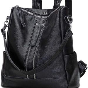 Black Faux Leather Backpack Purse